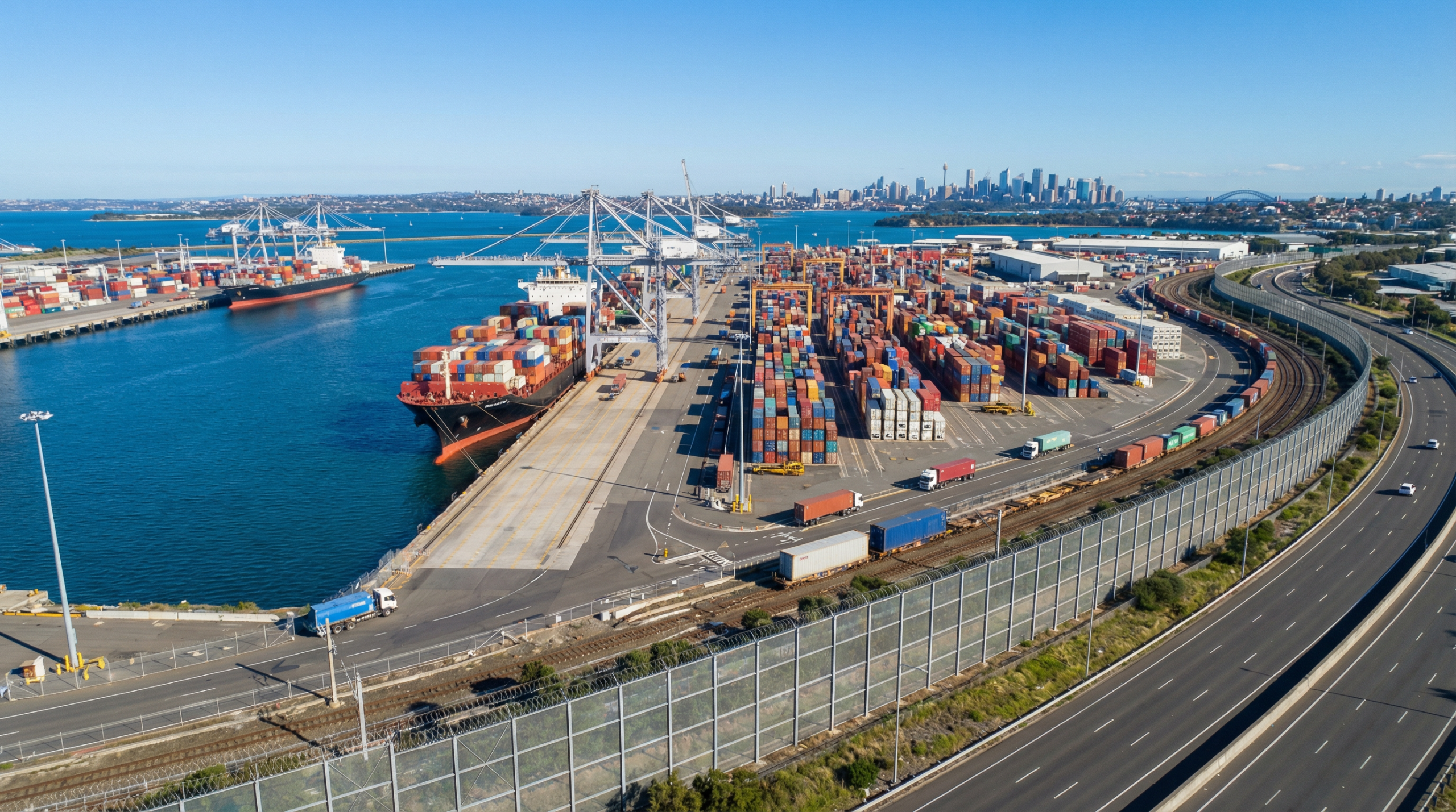Container port in Australia representing maritime security