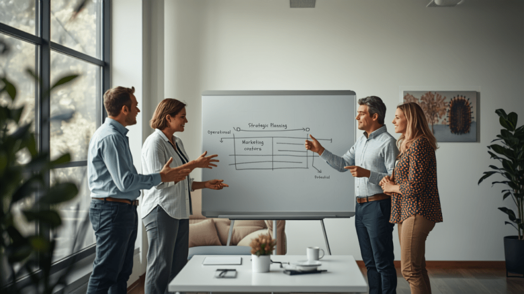 Team collaborating in a bright operations room, business continuity planning in Australia