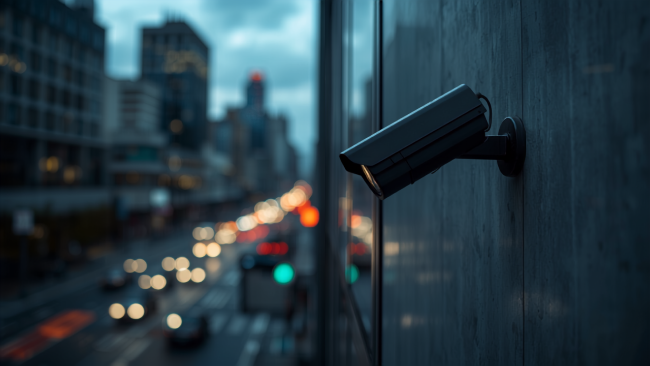 CCTV security camera on an Australian building, illustrating electronic security system vulnerabilities