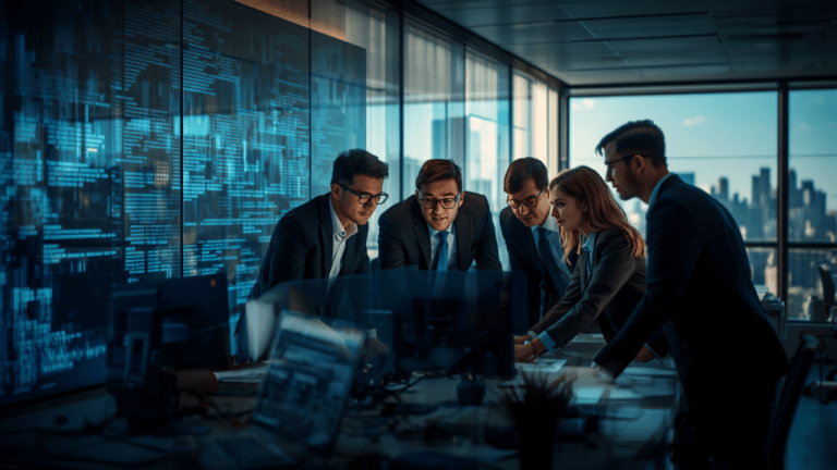 Security operations centre team collaborating, illustrating Essential Eight cyber governance