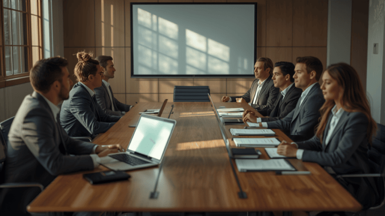Australian boardroom meeting, representing directors reviewing AI governance obligations under the Voluntary AI Safety Standard.