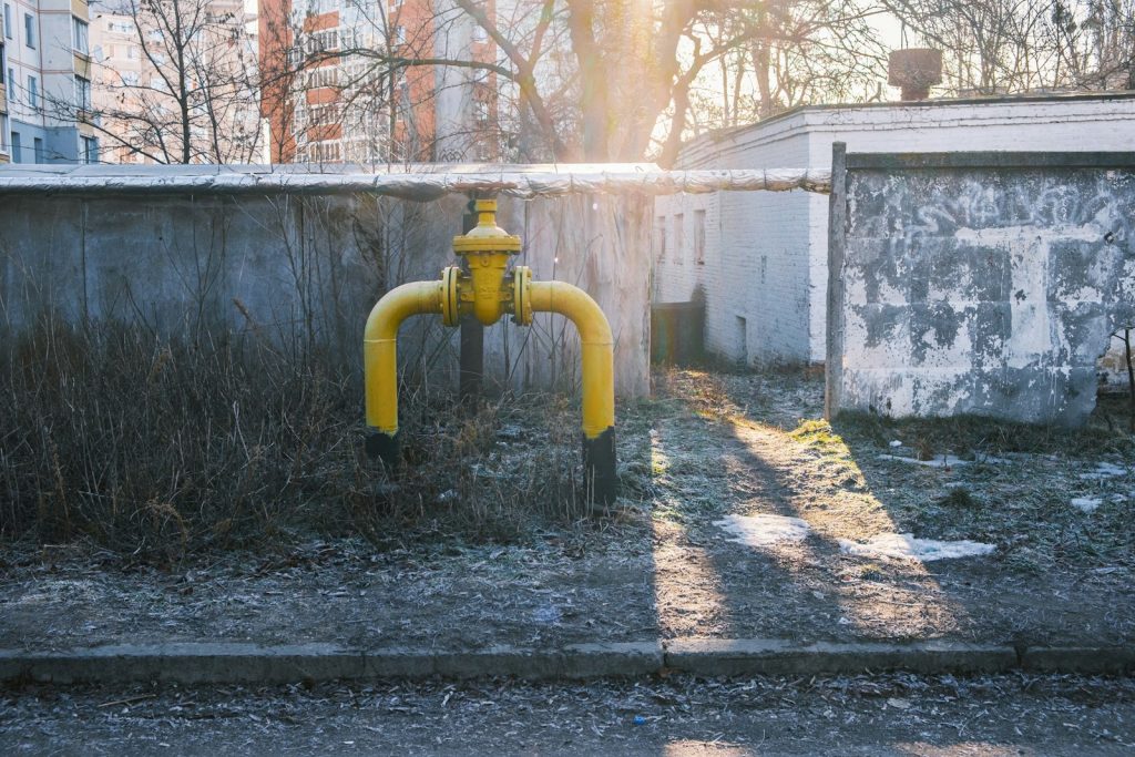 Gas pipework at an energy facility
