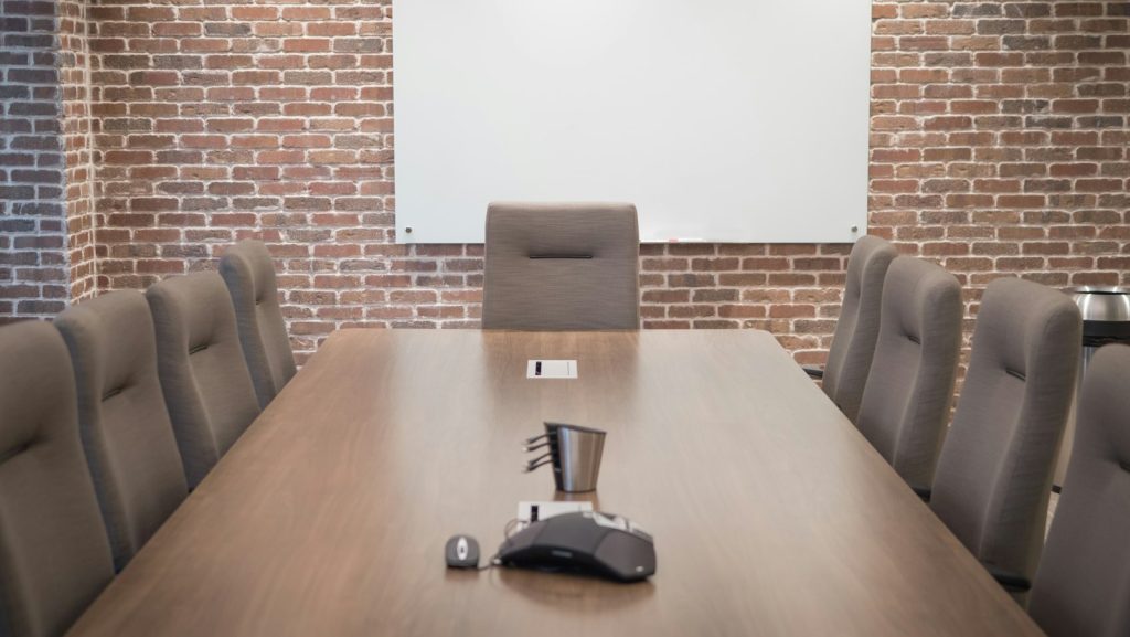 Meeting room set up for an exercise