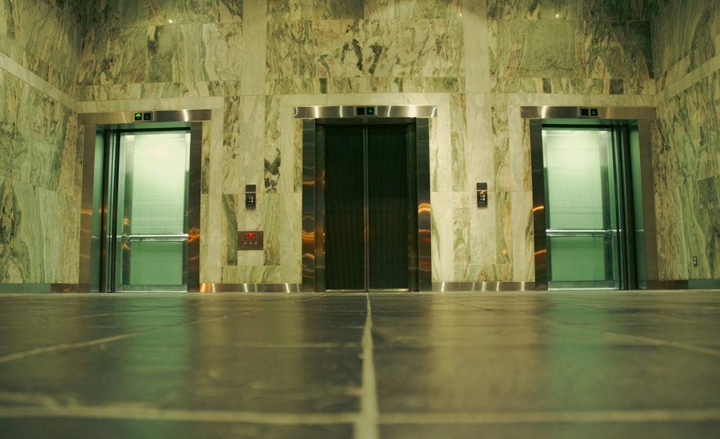 Office tower lift lobby