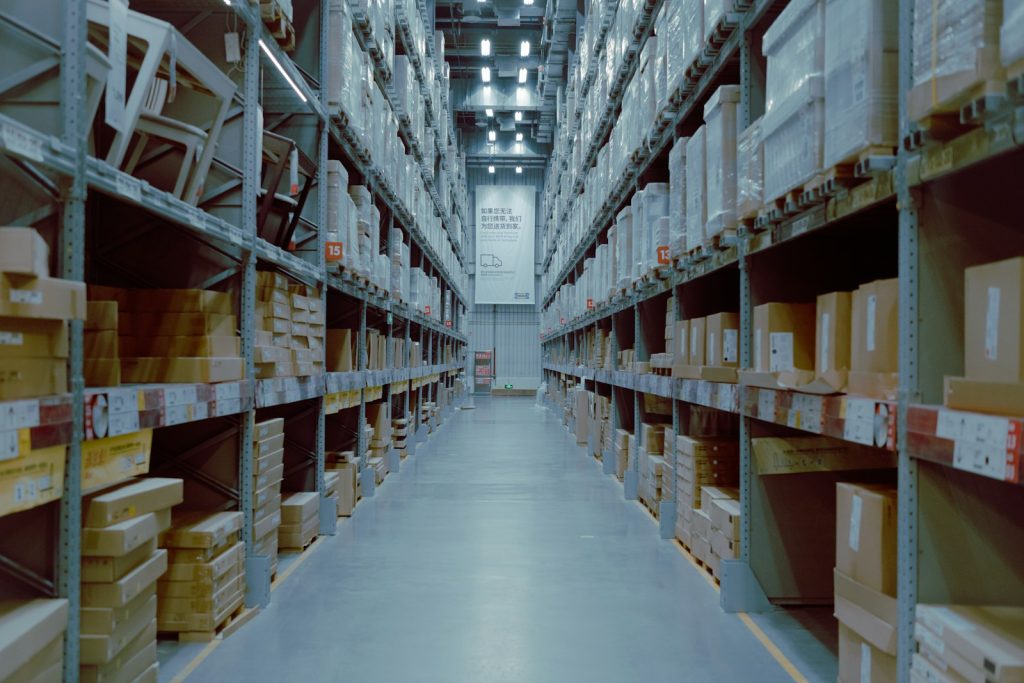 Warehouse racking aisle