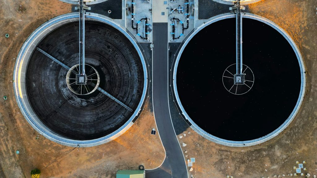 Water treatment plant from above